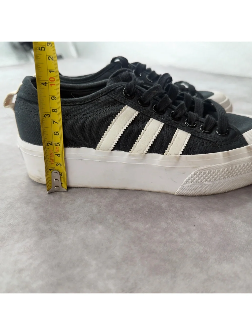 Adidas Nizza Black White Canvas Platform Sneakers Chunky Shoes Size 8